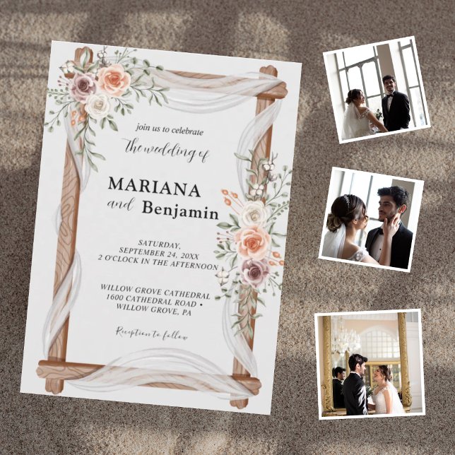 Elegant Rustic Floral Wedding  Invitation (Creator Uploaded)