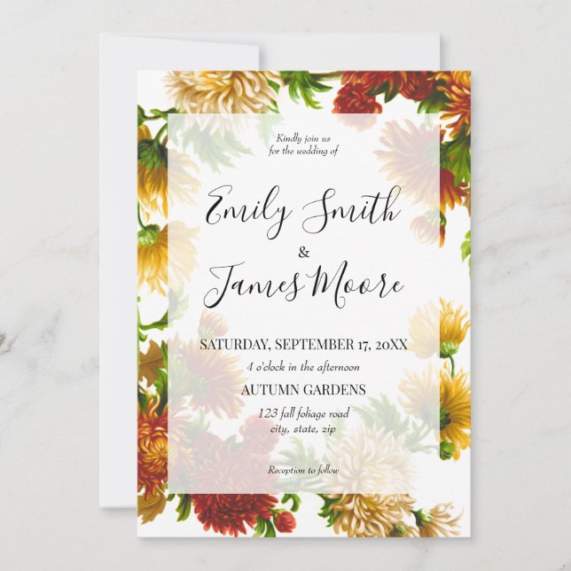Elegant Rustic Floral Wedding Invitation (Front)