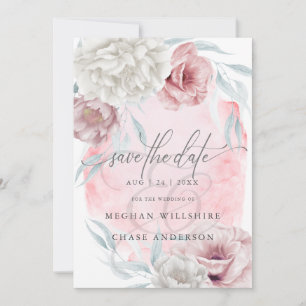 Elegant Rustic Flowers Dusty Rose Ivory  Invitation