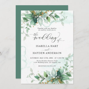 Elegant Rustic Foliage Greenery Leaves Wedding Invitation