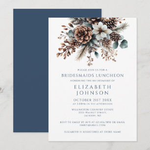 Elegant Rustic Forest Floral Bridesmaids Luncheon Invitation