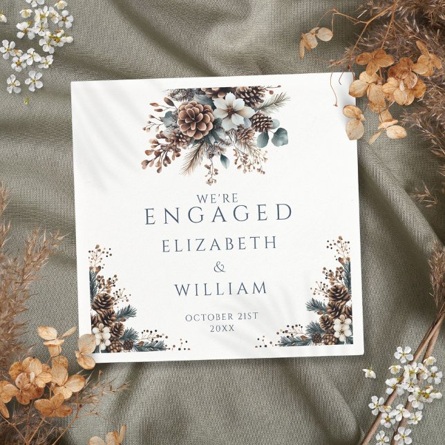 Elegant Rustic Forest Pinecones Engagement Party Napkin (Elegant Rustic Forest Pinecones Engagement Party Napkins)