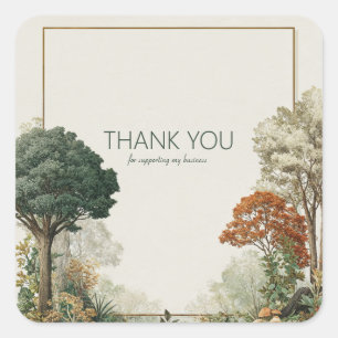 Elegant Rustic Forest Tree Vintage Gold Frame Square Sticker