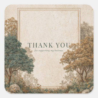 Elegant Rustic Forest Vintage Tree Gold Frame Square Sticker