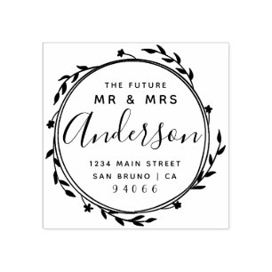 Elegant Rustic Future Mr & Mrs Return Address Rubber Stamp