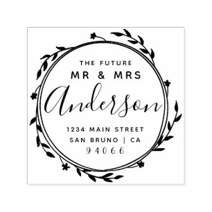 Elegant Rustic Future Mr & Mrs Return Address Self-inking Stamp