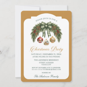 Elegant Rustic Garland Christmas Party Invitation