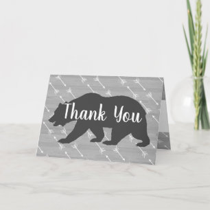 Elegant Rustic Gray Bear & White Arrows Thank You Card