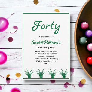 Elegant Rustic Green Grass Boho Fall 40th Birthday Invitation