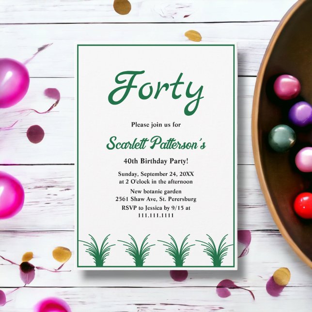 Elegant Rustic Green Grass Boho Fall 40th Birthday Invitation (Creator Uploaded)