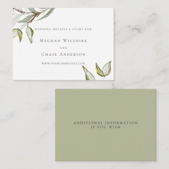 Elegant Rustic Greenery  Enclosure Card (Front/Back)