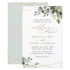 Elegant Rustic Greenery Gold Wedding Invitation