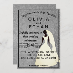 Elegant Rustic Grey Concrete Bride Chic Wedding Invitation