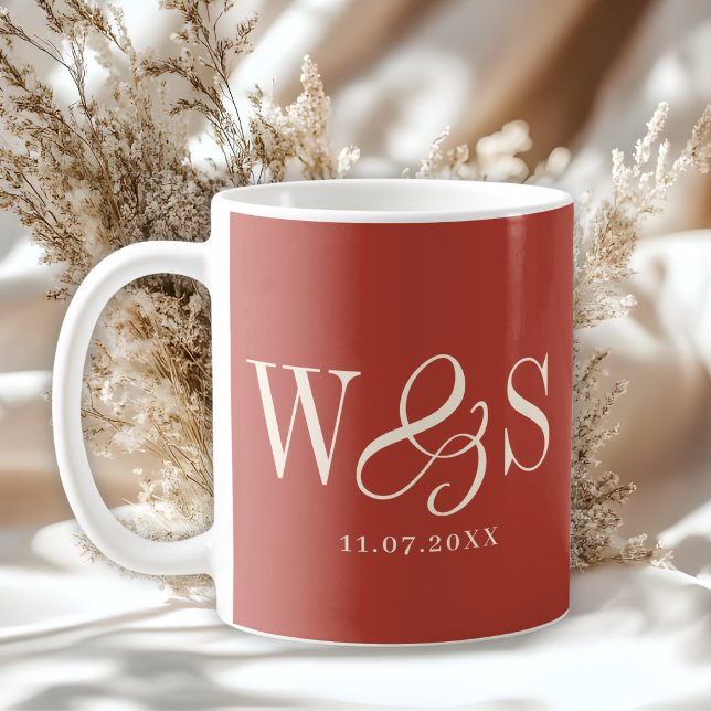 Elegant rustic initial wedding couples coffee mug (Creator Uploaded)