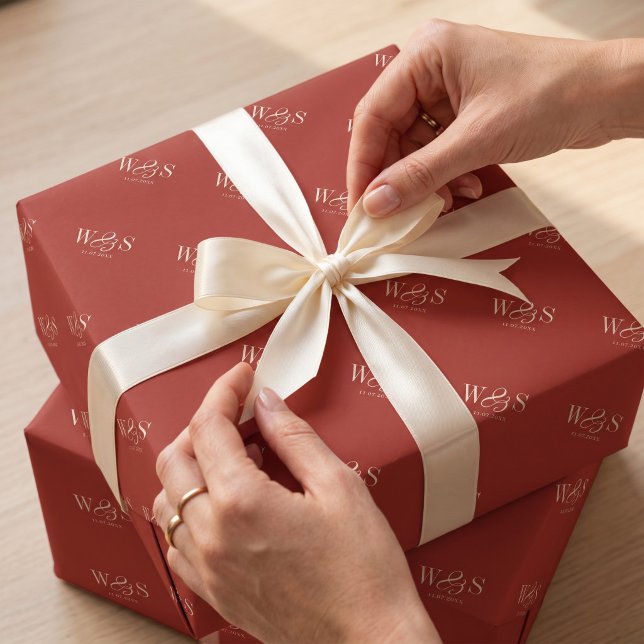 Elegant Rustic initial wedding couples Wrapping Paper (Creator Uploaded)