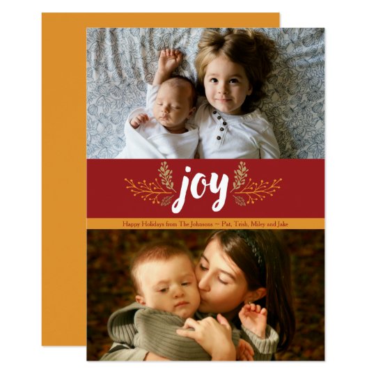 Elegant Rustic Joy Holiday 2-Photo Card