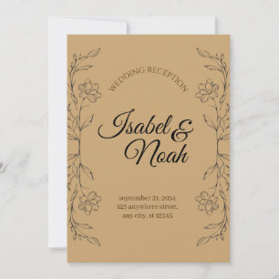 Elegant Rustic Kraft Floral Wedding Invitation