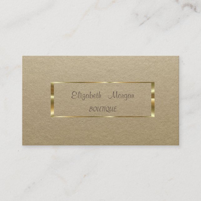 Elegant Rustic ,Kraft,Gold Frame Business Card (Front)