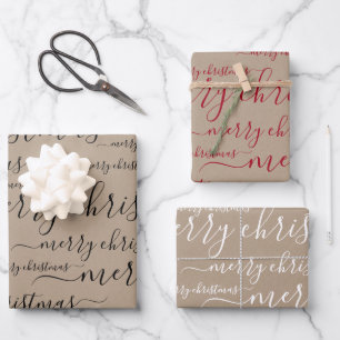 Elegant Rustic Kraft Paper Merry Christmas Script