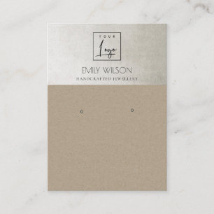 ELEGANT RUSTIC KRAFT SILVER LOGO EARRING DISPLAY BUSINESS CARD
