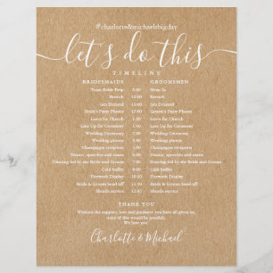Elegant Rustic Kraft Wedding Schedule Timeline