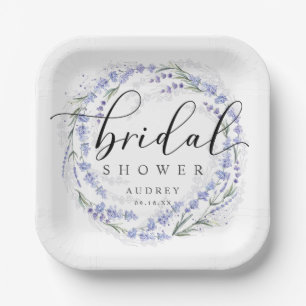 Elegant Rustic Lavender Wreath Bridal Shower Paper Plate
