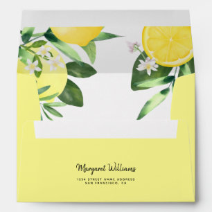 Elegant Rustic Lemon Yellow Summer Envelope