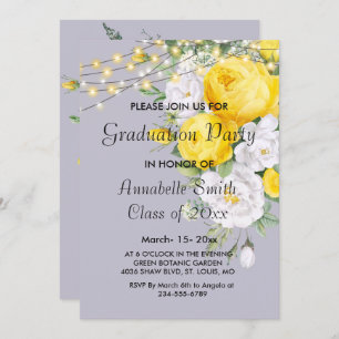 Elegant Rustic lights Yellow Graduation Invitation