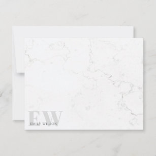 Elegant Rustic Marble Stone Grey Name Monogram Card