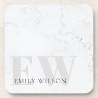 Elegant Rustic Marble Stone Ivory Grey Monogram