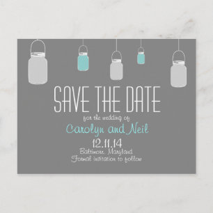 Elegant Rustic Mason Jars Save the Date PostCard