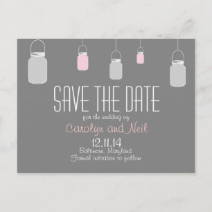 Elegant Rustic Mason Jars Save the Date PostCard