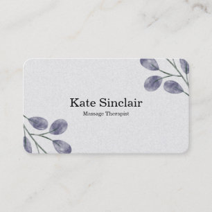 Elegant Rustic Minimal Greenery Massage Therapist Business Card
