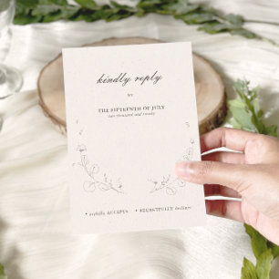 Elegant Rustic Minimalist Botanical Wedding RSVP Card