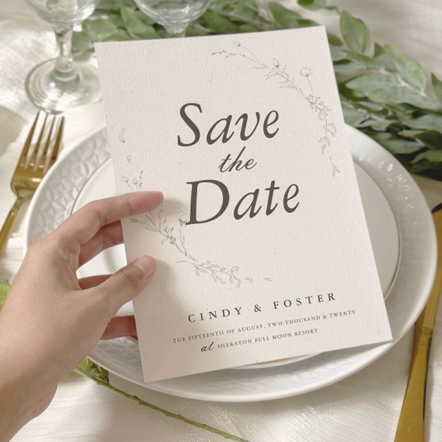 Elegant Rustic Minimalist Botanical Wedding Save The Date (Creator Uploaded)