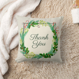 Elegant Rustic Modern Green Taupe Thank You Throw Pillow