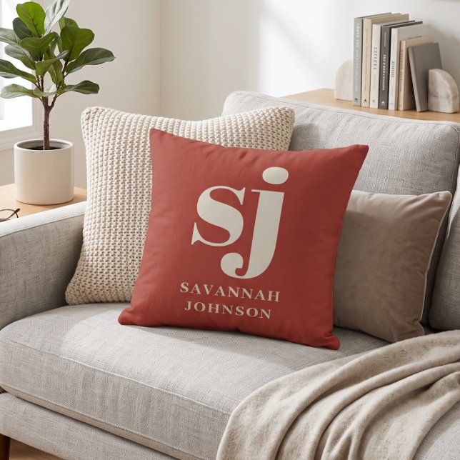 Elegant Rustic monogram initials  Throw Pillow (Creator Uploaded)