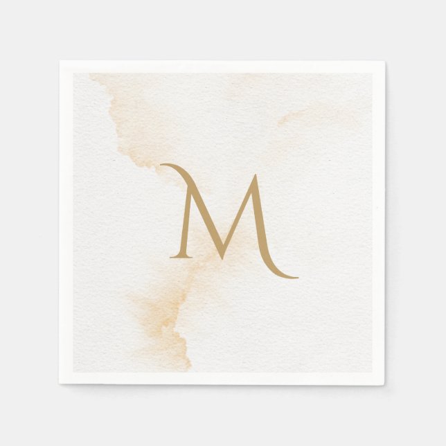 Elegant Rustic Monogram Watercolor Wedding Napkin (Front)