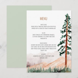 Elegant Rustic Mountains Trees Landscape Menu Invitation