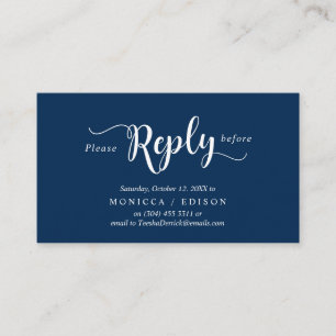 Elegant Rustic Navy Blue, Party RSVP, respond Enclosure Card