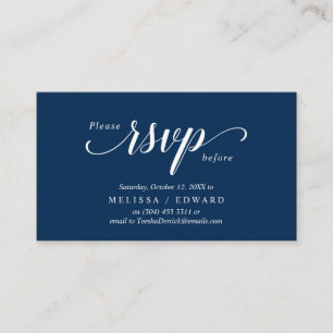 Elegant Rustic, Navy Blue, RSVP respond, Reply Enclosure Card