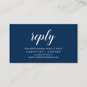 Elegant Rustic, Navy Blue, RSVP respond, Reply Enclosure Card