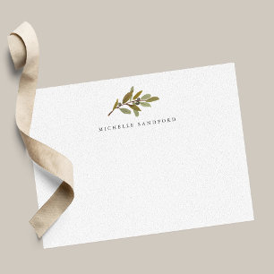 Elegant Rustic Olive Branch Personalised Note Card