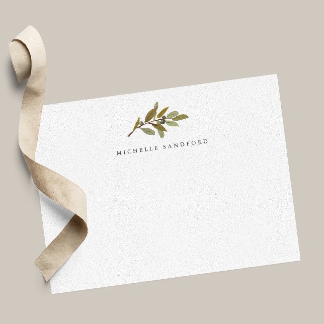 Elegant Rustic Olive Branch Personalised Note Card (Creator Uploaded)