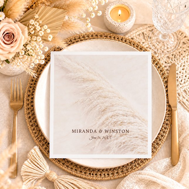 Elegant Rustic Pampas Grass Wedding Napkin (Creator Uploaded)