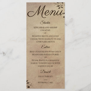 Elegant Rustic Parchment Paper Scroll Design Menu