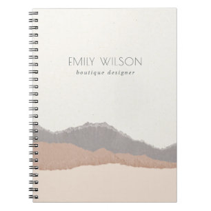 Elegant Rustic Pastel Blush Kraft Mountain Wave Notebook