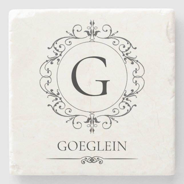 Elegant Rustic Personalized Stone Coaster (Front)