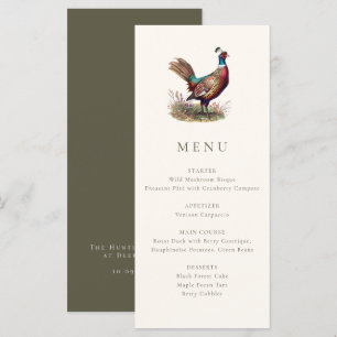Elegant Rustic Pheasant Fall Hunting Dinner Menu