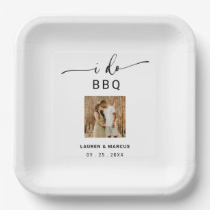 Elegant Rustic Photo I Do BBQ  Paper Plate